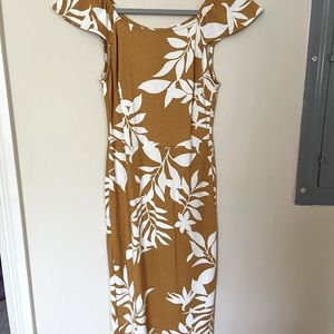 Mustard Yellow White Floral Dress With Zipper